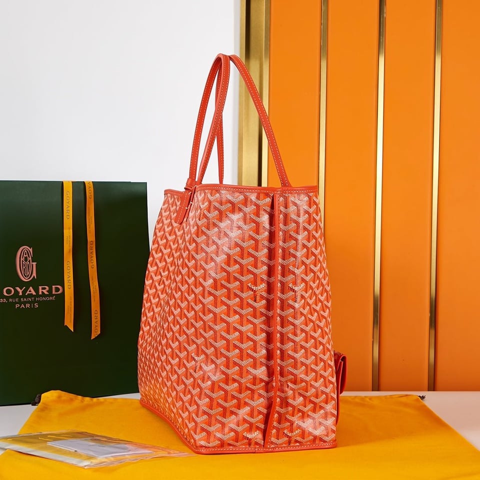 Goyard Saint Louis Gm 40 Orange Canvas Chevroches Calfskin view 3