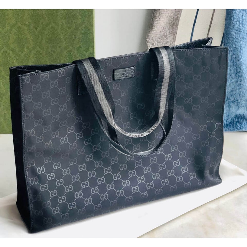 Gucci GG Guccissima Black Nylon Tote Bag 449176 view 5