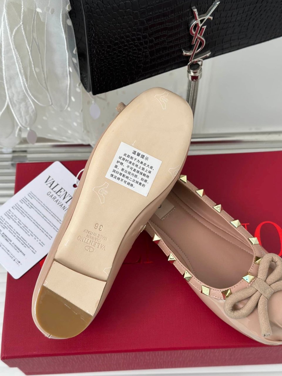 Valentino Garavani Rockstud Patent Leather Ballerina Rose Cannelle 3W2S0Hq5Vnw Gf9 view 3