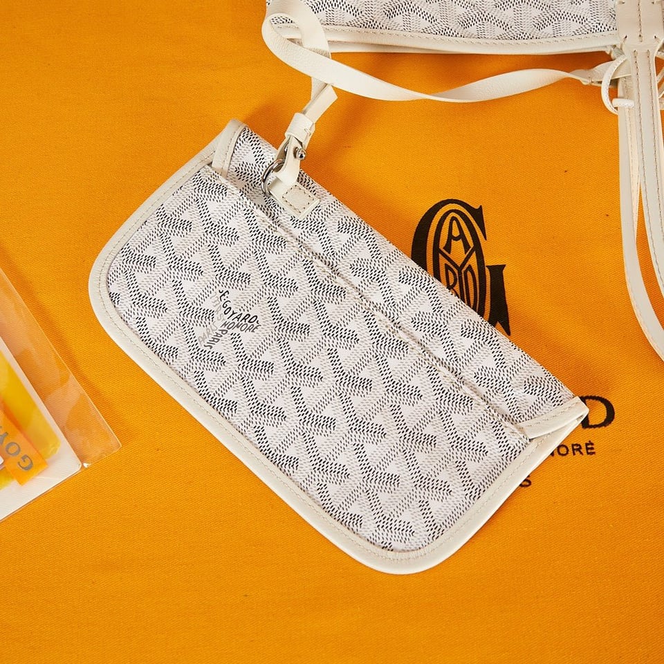 Goyard Saint Louis Pm 34Cm White Canvas Chevroches Calfskin view 4