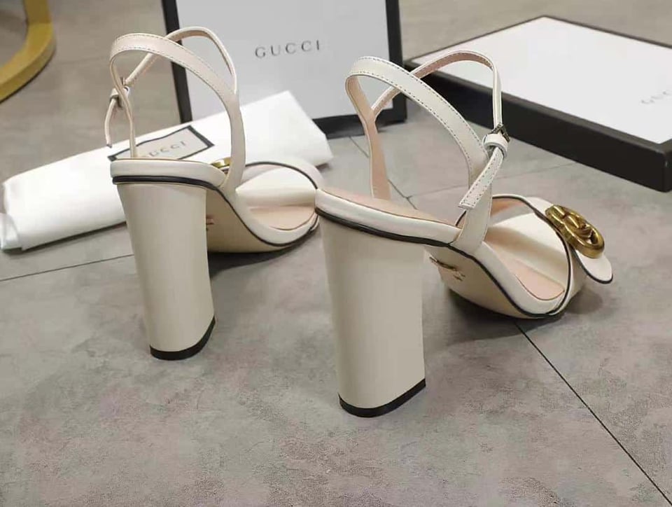 Gucci Double G White Leather Sandal ?453378 A3N00 9022 view 4