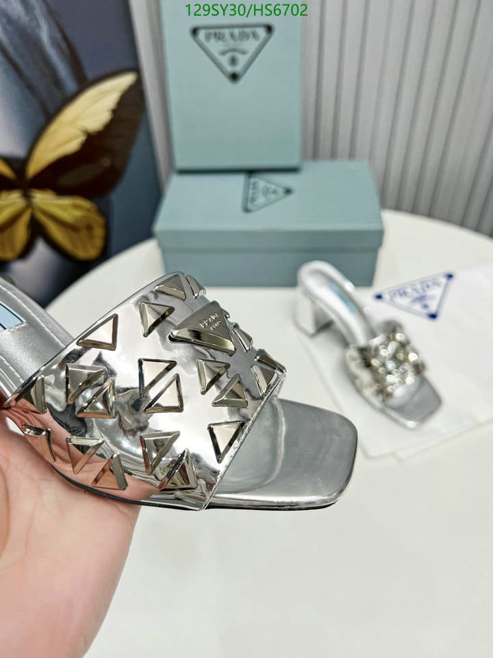Prada Studded Metallic Leather Mules Silver view 8