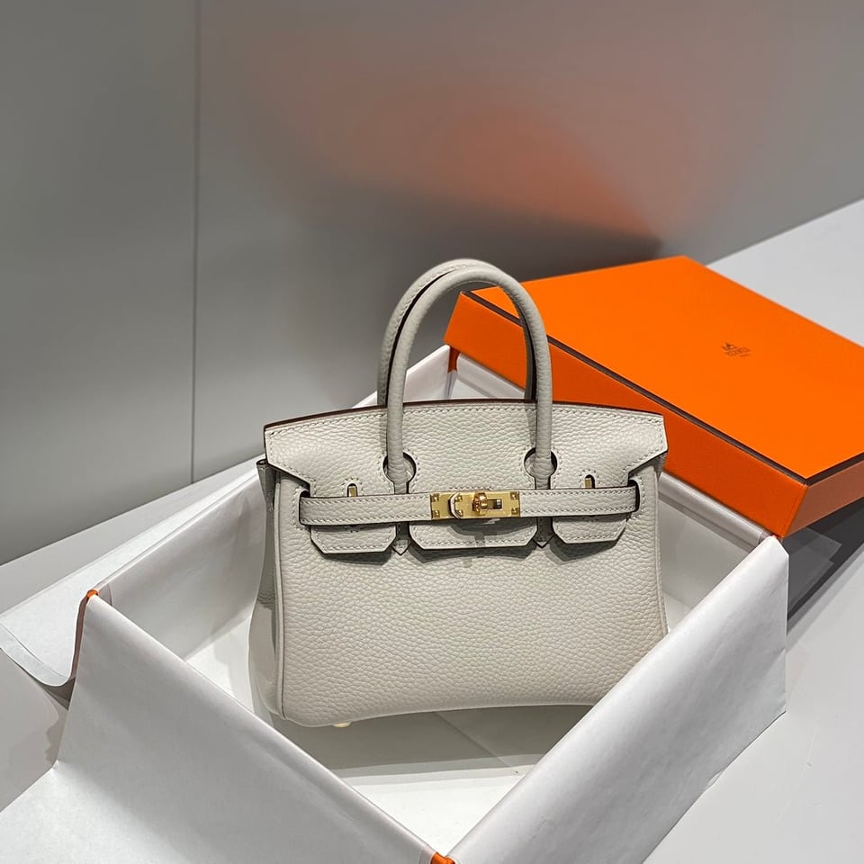 Hermes Birkin 20Cm Pearl Gray Togo Leather Gold Hardware view 2