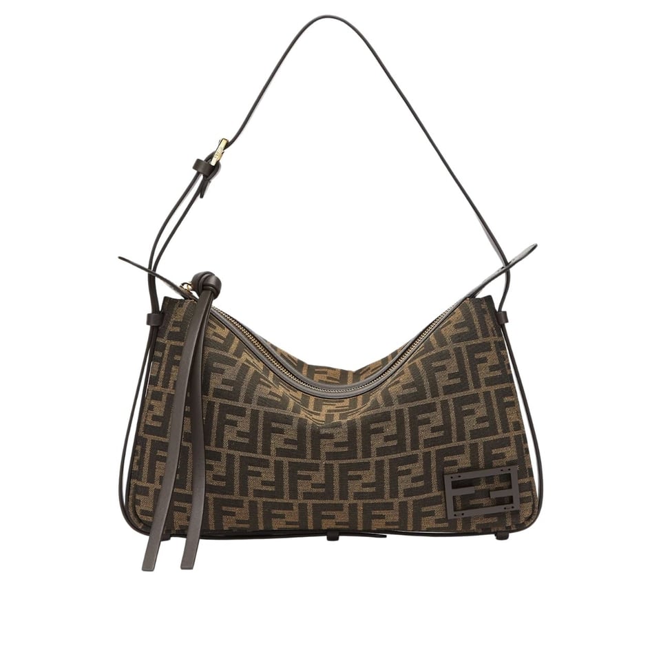 Fendi Simply Fendi Medium Brown Ff Jacquard Fabric Bag 25Cm view 2