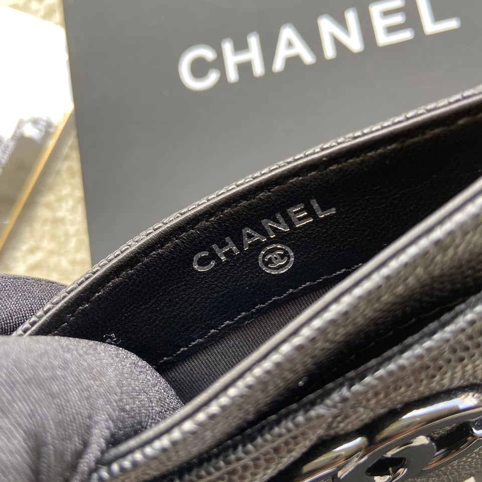 Chanel Card Holder 11Cm Black Caviar Black Hardware view 10