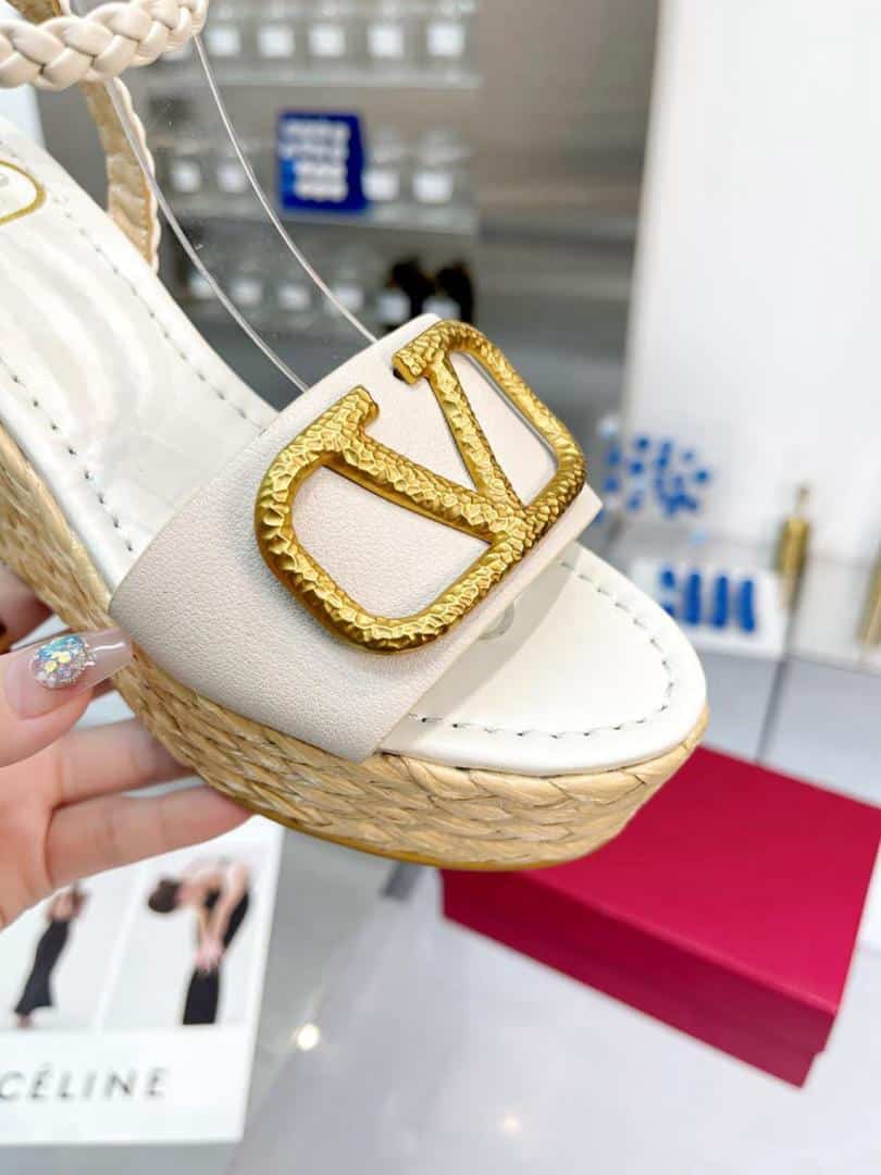 Valentino Garavani Vlogo Espadrille Platform Sandals White view 5