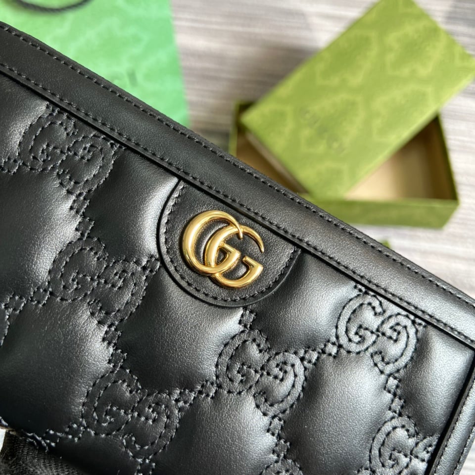 Gucci GG Matelassé Zip-Around Wallet Black 7.6 in/ 19 For Women view 8