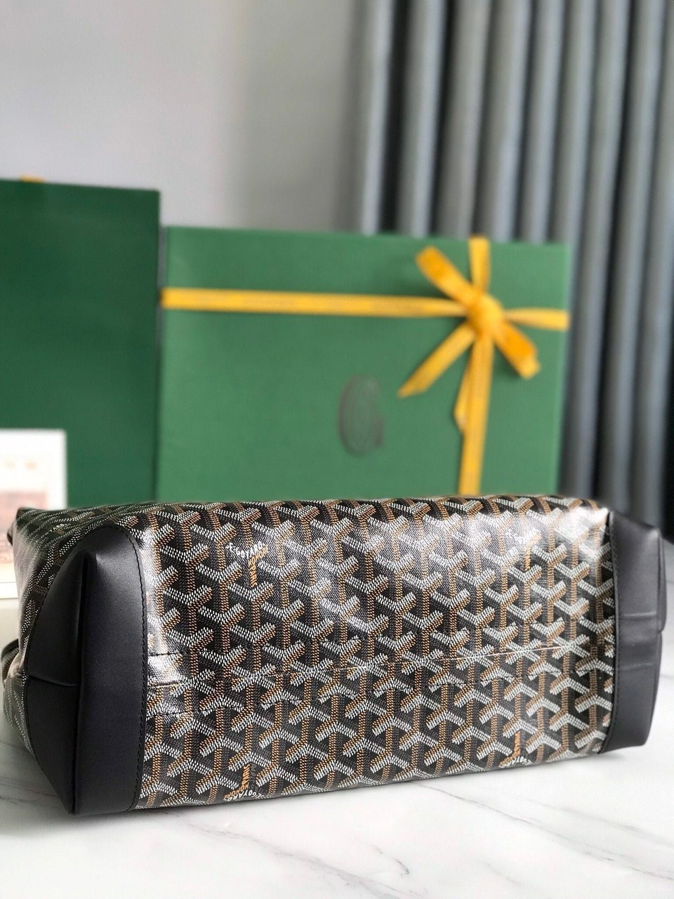 Goyard Bellechasse Biaude Pm Bag 36 Cm Black Goyardine Canvas And Calfskin Trim view 10
