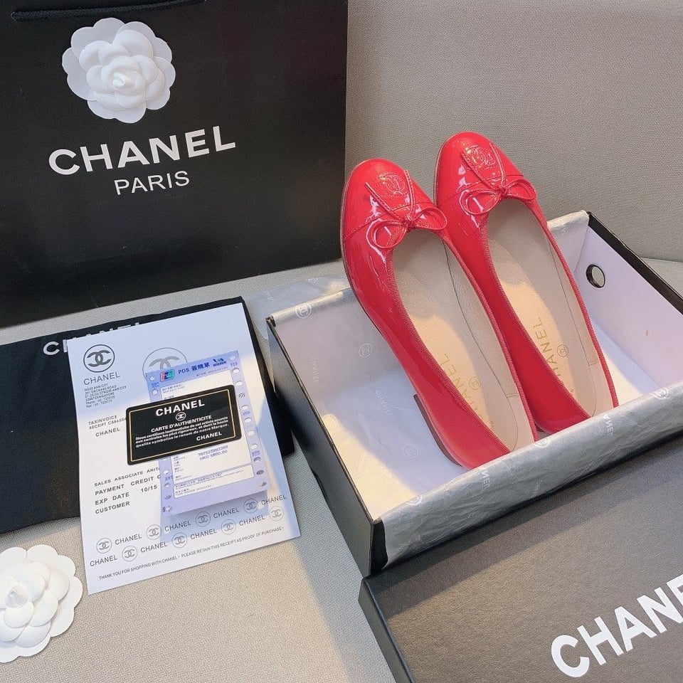Chanel Red Women’S Ballerinas view 9