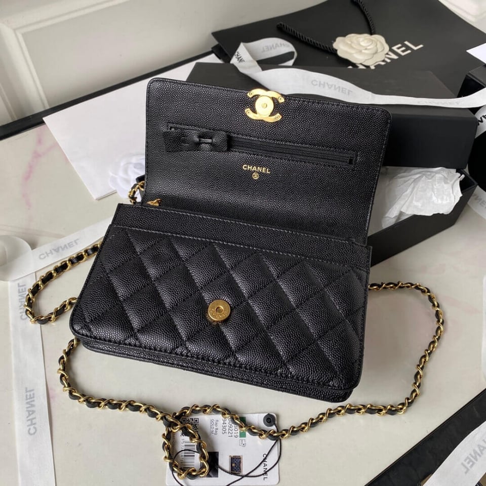 Chanel Grained Calfskin Wallet on Chain 19cm view 9