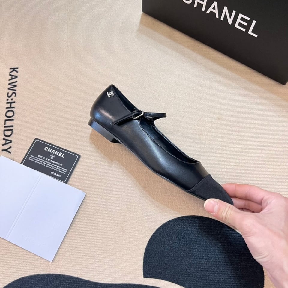 Chanel Square Toe Ballet Flats Black view 6