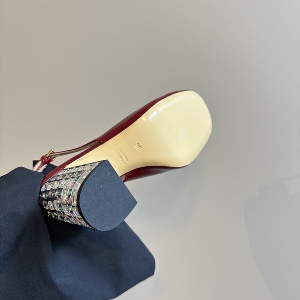 Gucci Women’S Horsebit Pump With Crystals Red view 9