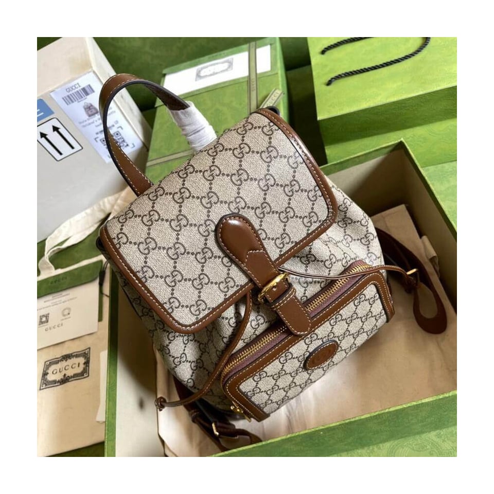 Gucci Backpack with Interlocking G in GG Supreme view 9