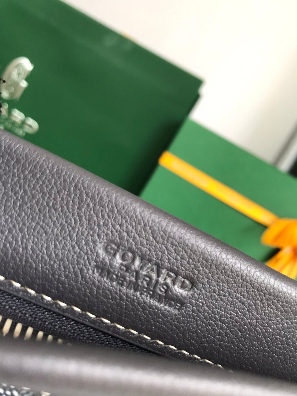 Goyard Conti Pouch 24 Cm Grey Black Lambskin And Goyardine Canvas view 3