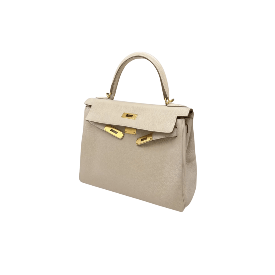 Hermes Kelly 25 Bag In Beige De Weimar Epsom Leather For Women 25cm/10in view 3