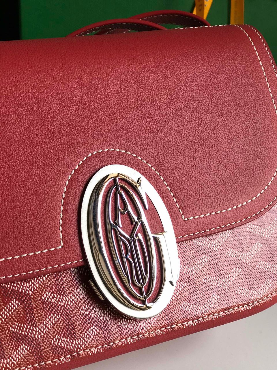 Goyard 233 Bag 25 Cm Classic Red Calfskin And Goyardine Canvas view 7