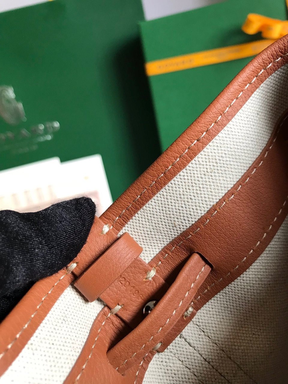 Goyard Petit Flot Bucket Bag 22 Cm Black Goyardine Canvas And Tan Lambskin Trim view 5