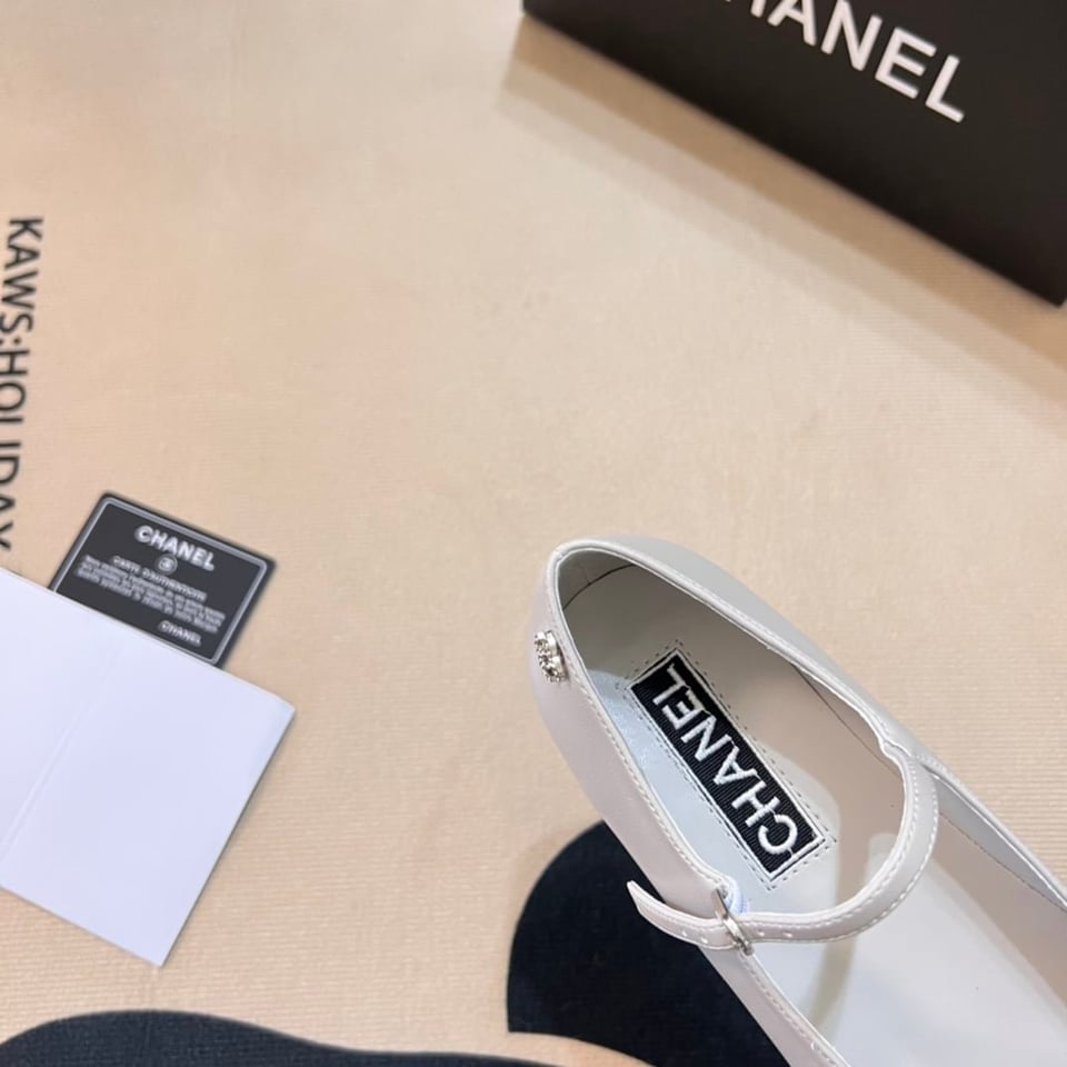 Chanel Square Toe Ballet Flats Black White view 5