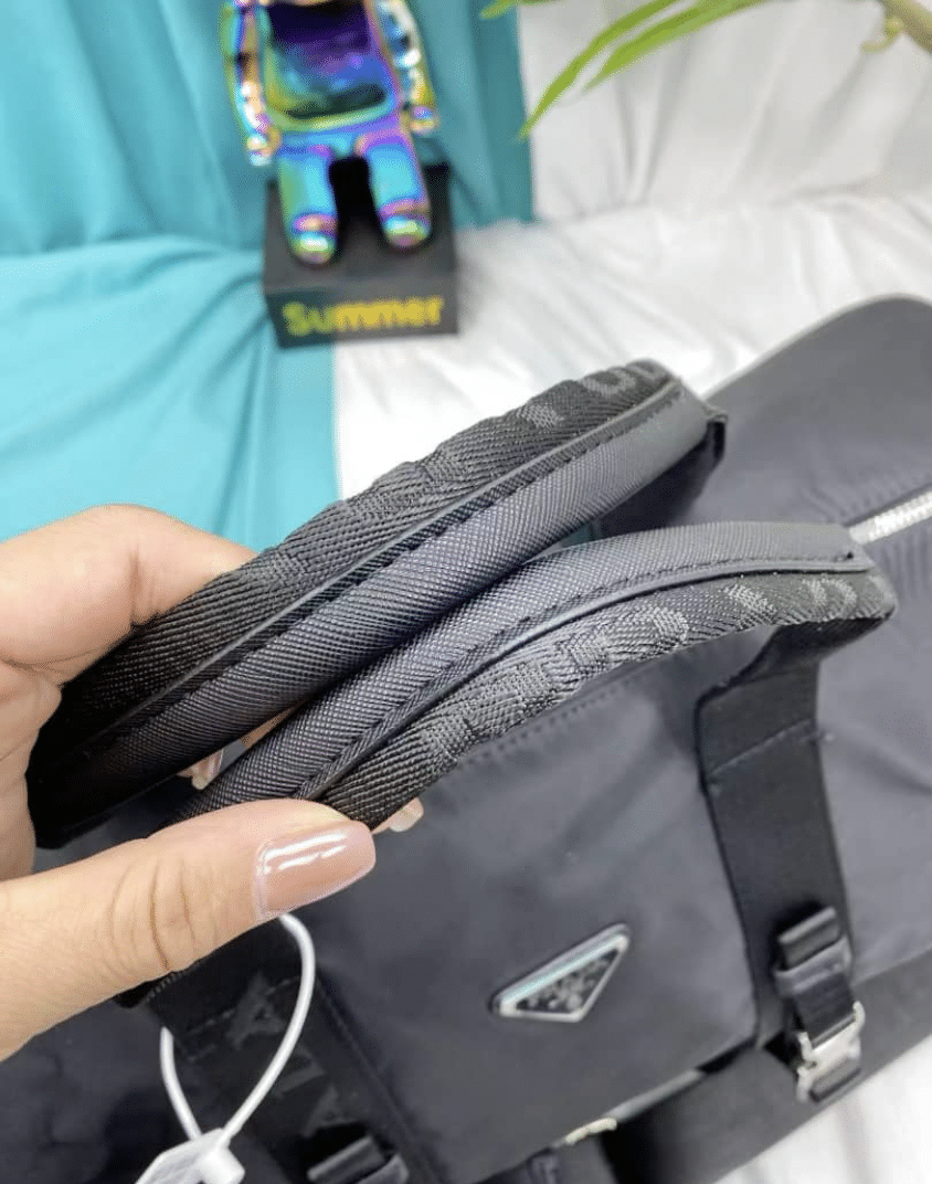 Prada Nylon And Saffiano Leather Duffle Bag view 7