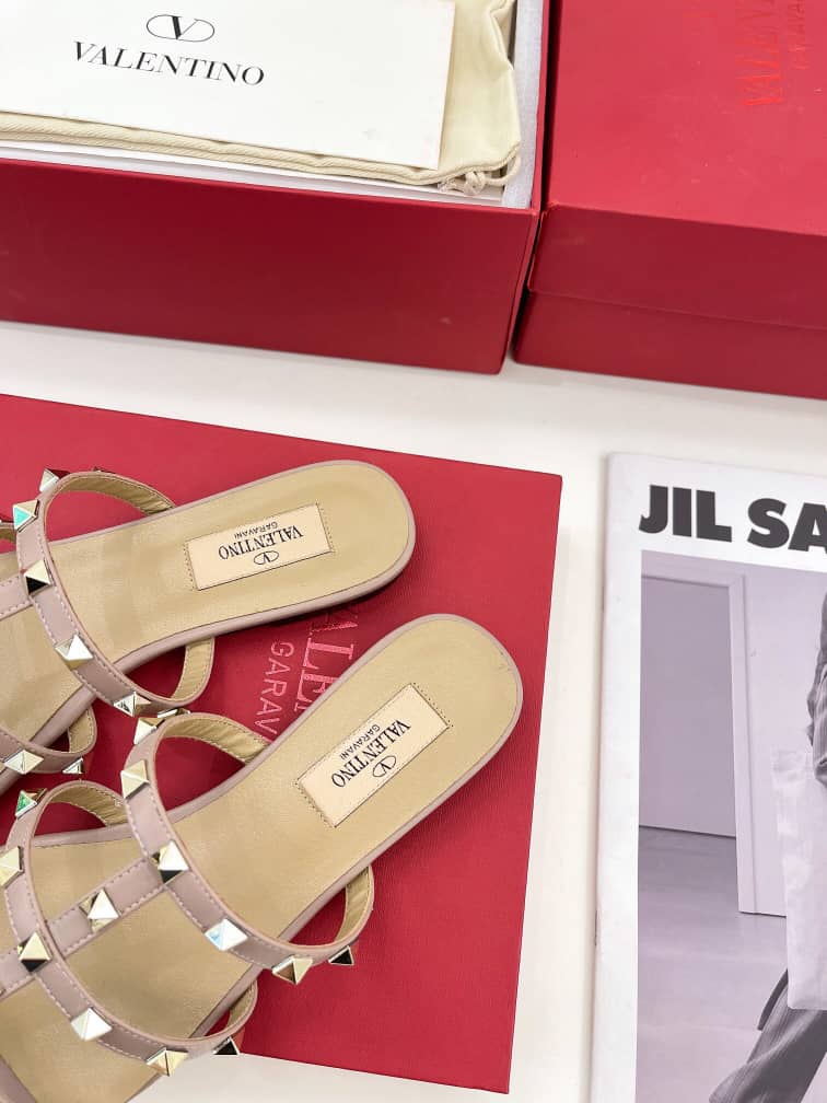 Valentino Garavani Rockstud Flat Slide Sandal Pink 4W2S0C49Vod P45 view 5