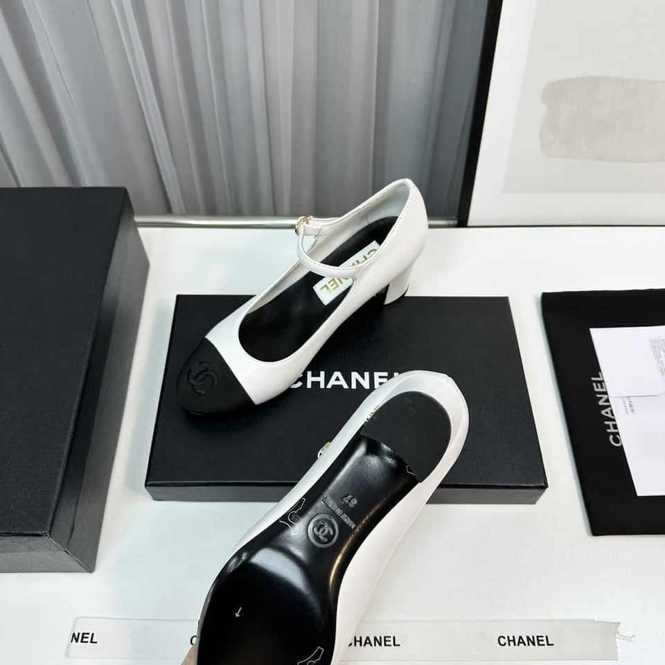 Chanel Mary Janes White G45118 view 7