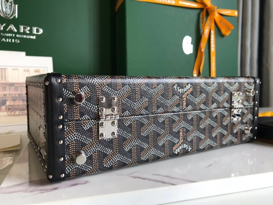 Goyard Grand Hôtel Trunk Bag 24.5cm Black Goyardine Canvas And Calfskin view 4