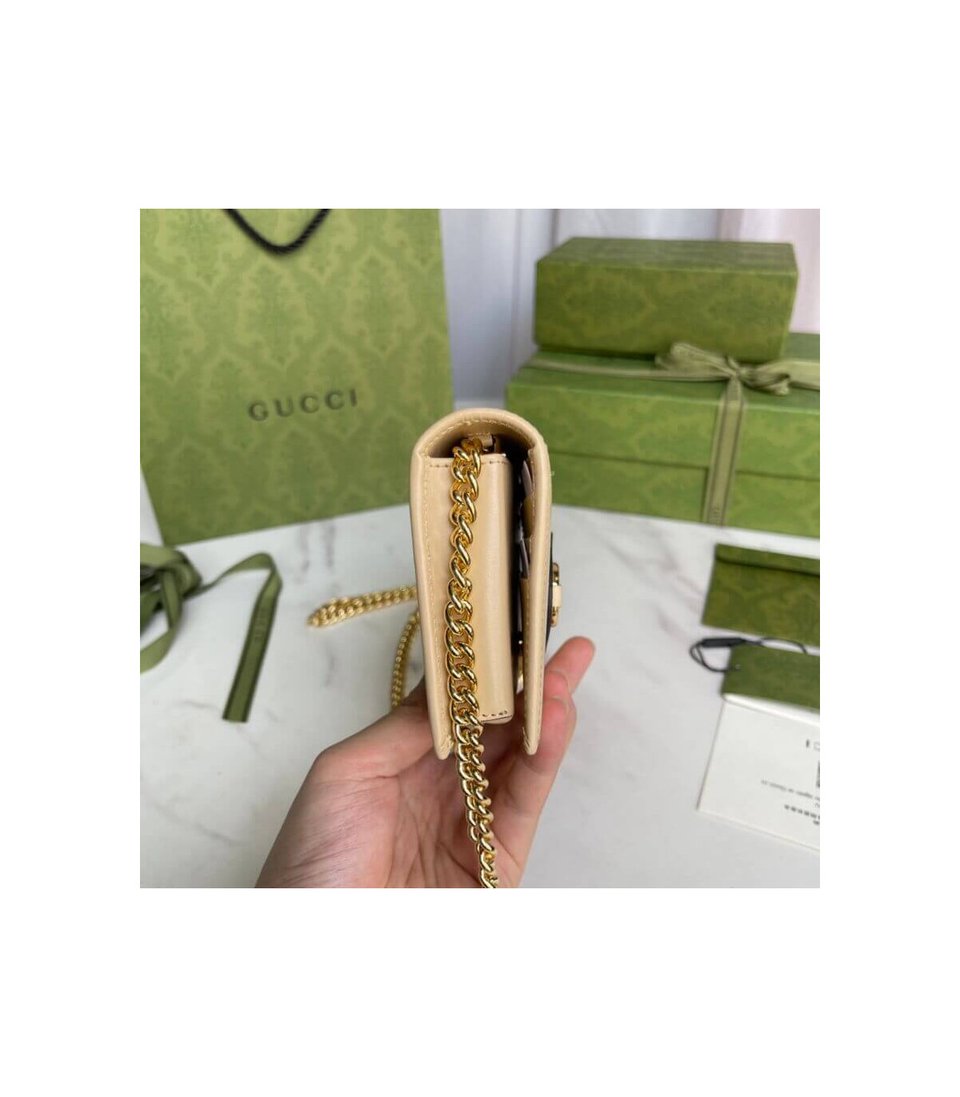 Gucci 1955 Horsebit Wallet With Chain in Beige Leather 19cm view 7