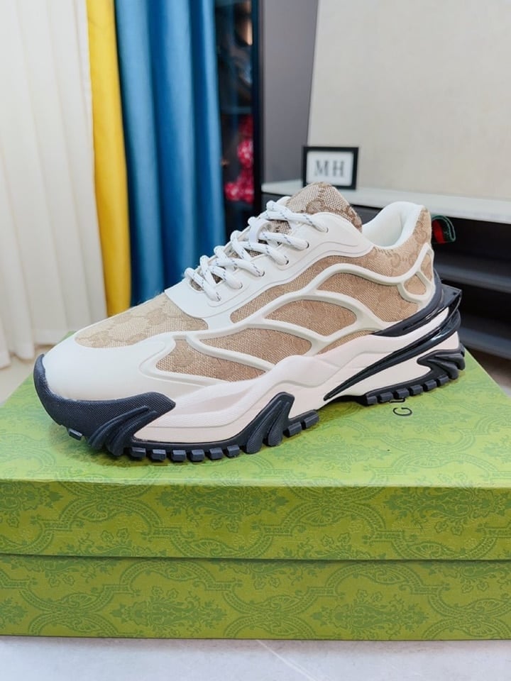Gucci Gg Men?S Sneaker Rubber Leather Beige view 3