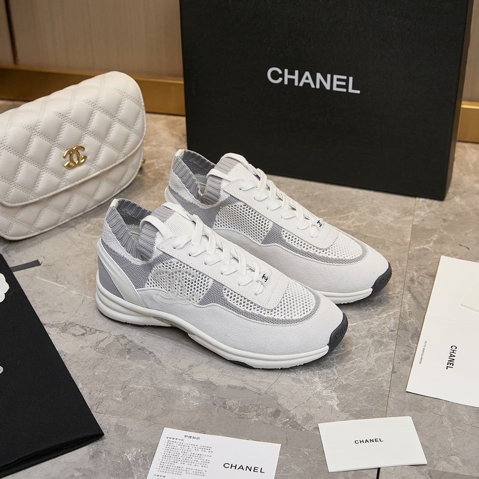 Chanel Cruise Sock Sneakers White Gray view 10