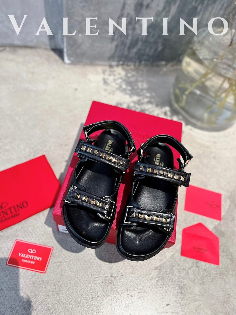 Valentino Garavani Rockstud Flat Sandal In Nappa Leather For Woman In Black Ws0Fe6Mnk 0No view 3