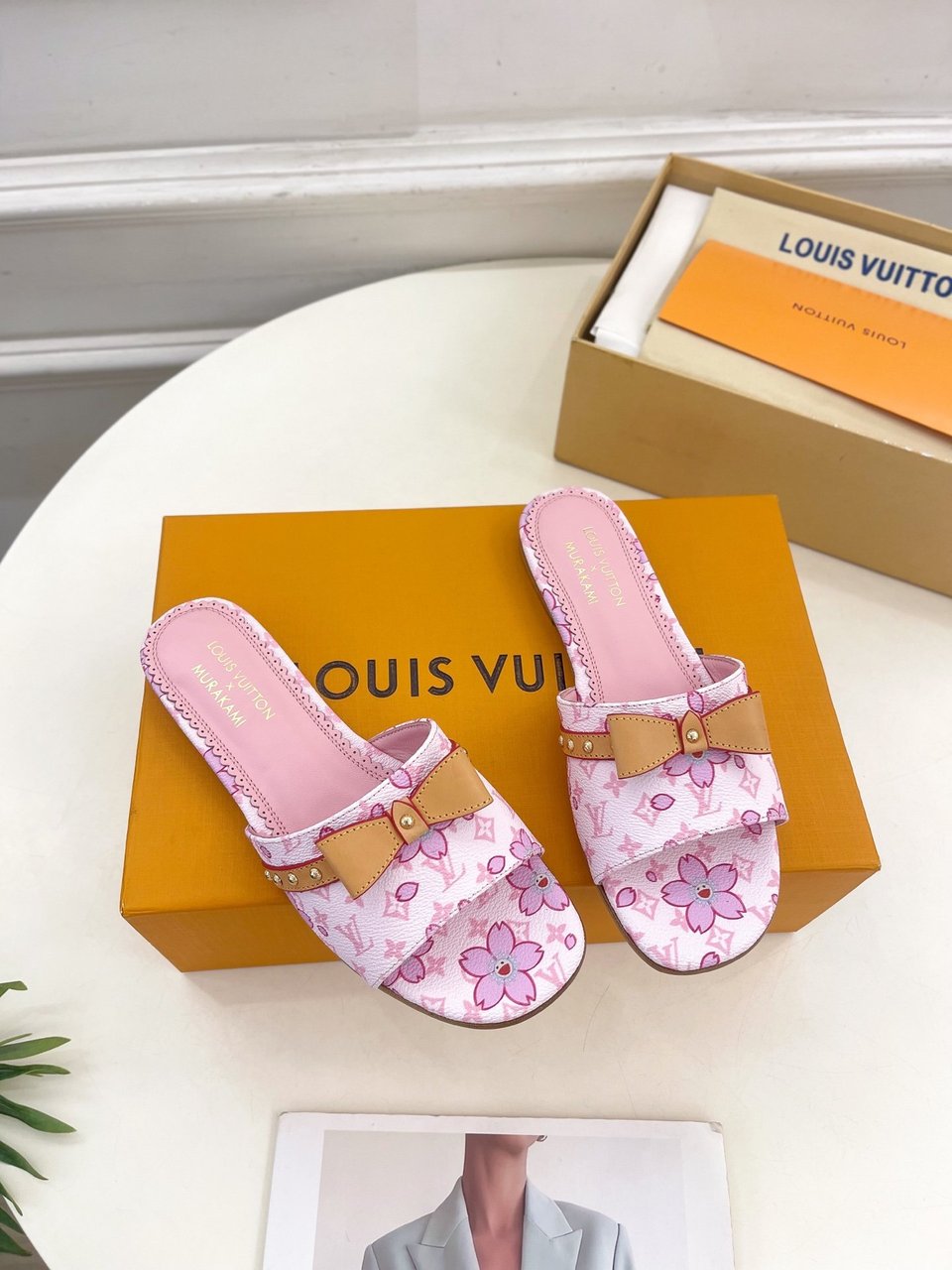 Louis Vuitton x Takashi Murakami Cherry Blossom Flat Slide Sandal view 7