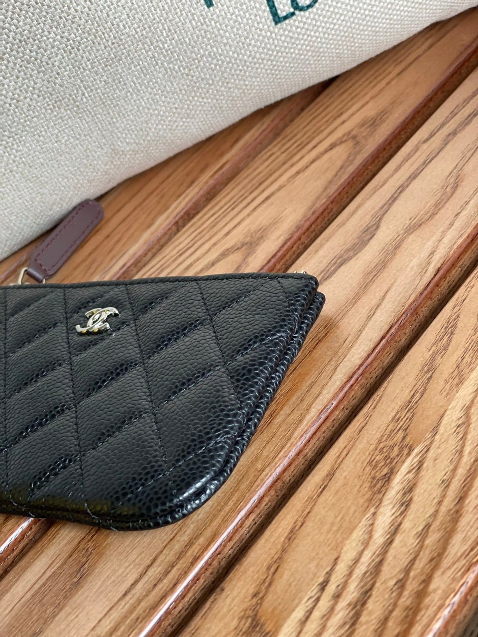 Chanel Zipped Wallet 15 Black Caviar Silver Hardware view 8