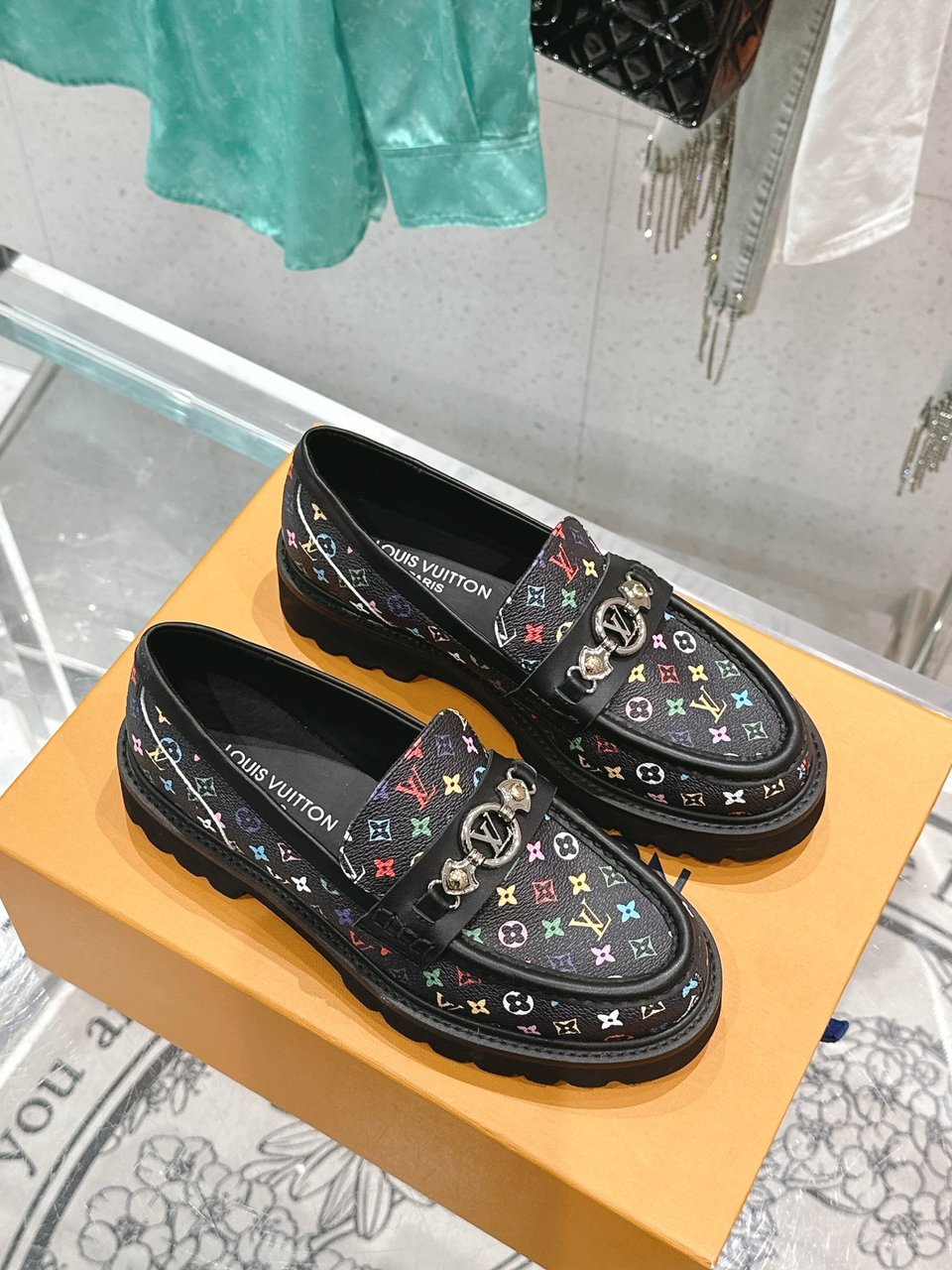 Louis Vuitton LV Monogram Multicolor Black Loafers – Women’s Shoes view 4