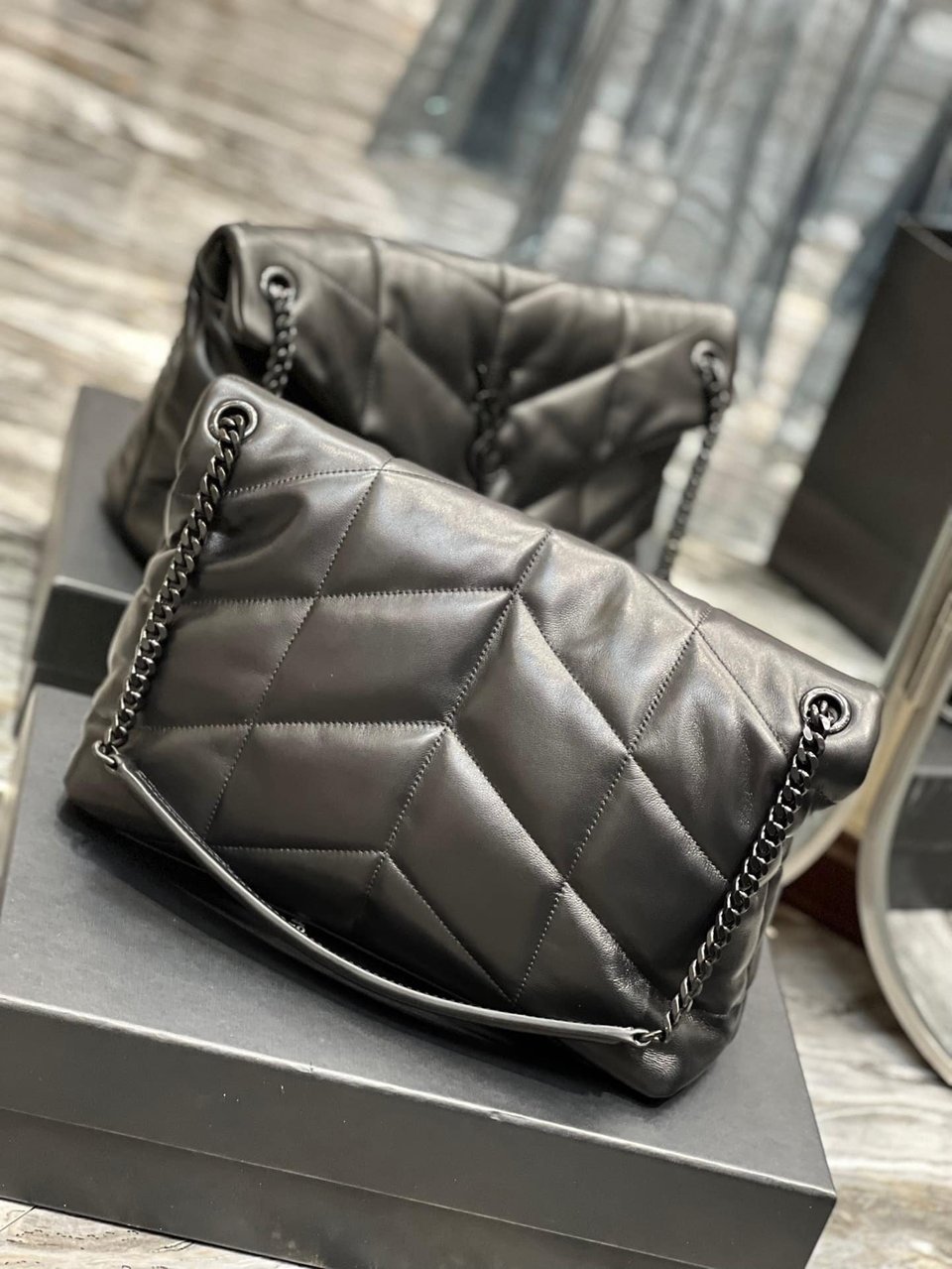 Saint Laurent Puffer Medium Chain Bag In Quilted view 7