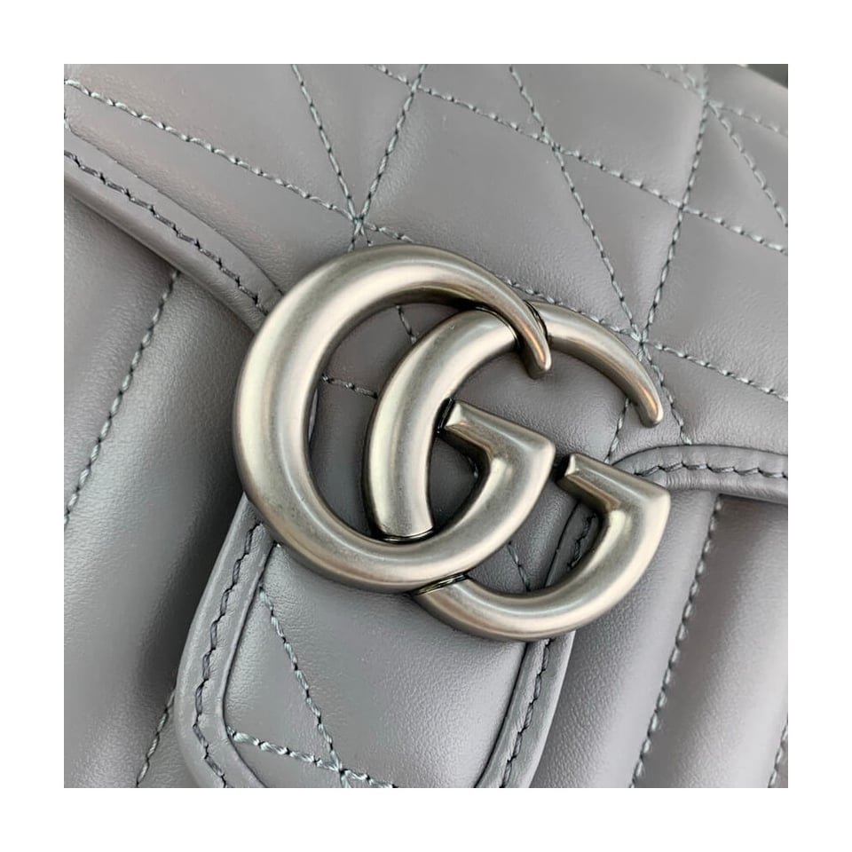 Gucci GG Marmont Grey Matelasse Leather Mini Top Handle Bag view 10
