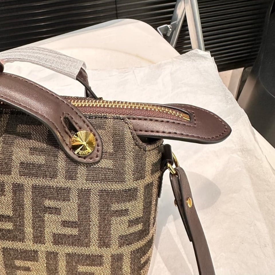 Fendi By The Way Soft Medium Brown Ff Jacquard Fabric Bag 27Cm view 6