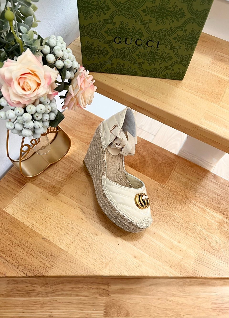 Gucci Leather Platform Espadrille White view 3