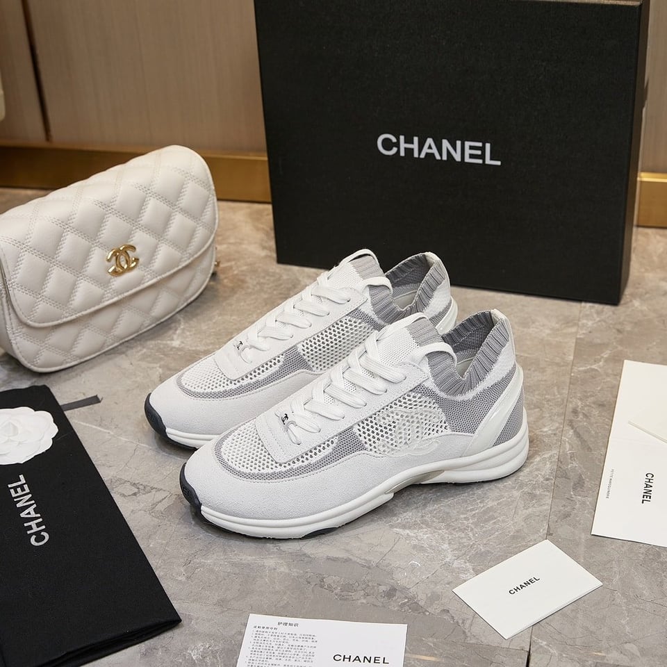 Chanel Cruise Sock Sneakers White Gray view 9