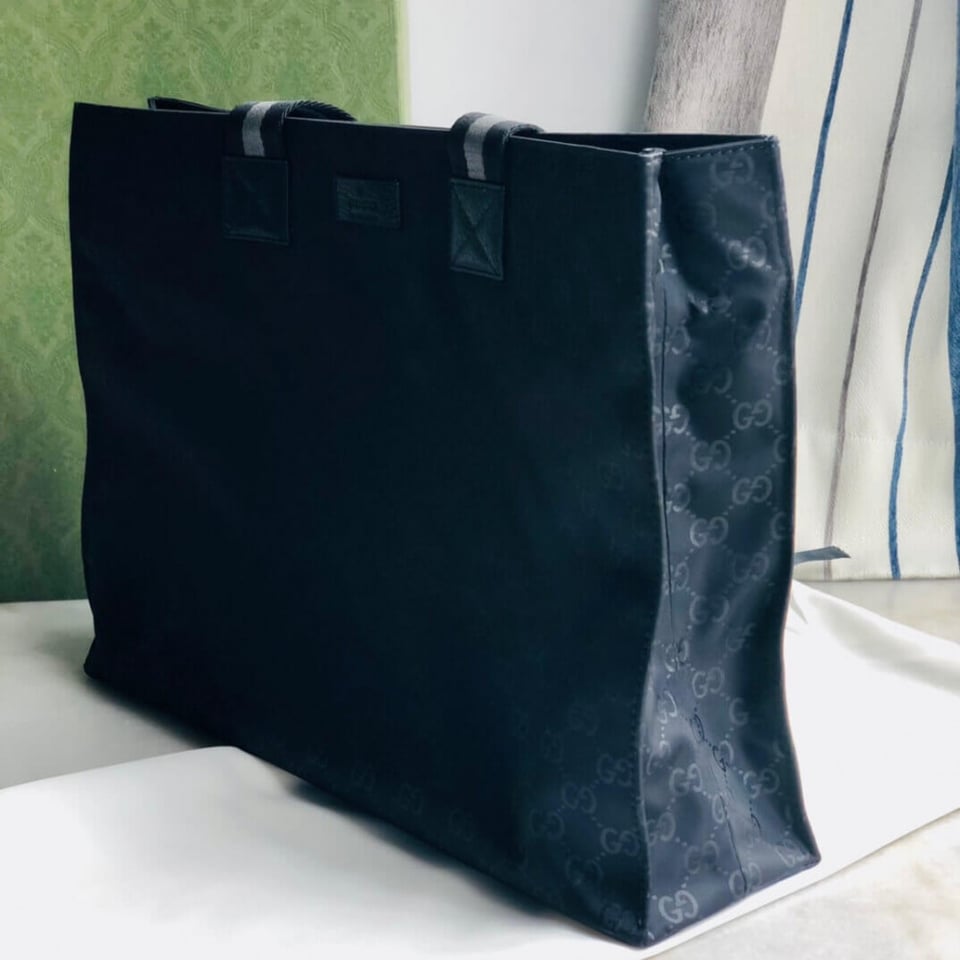Gucci GG Guccissima Black Nylon Tote Bag 449176 view 7