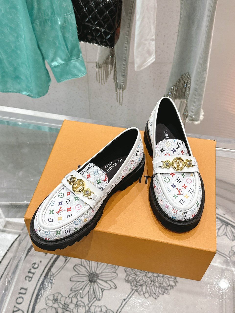 Louis Vuitton LV Monogram Multicolor White Loafers – Women’s Shoes view 10
