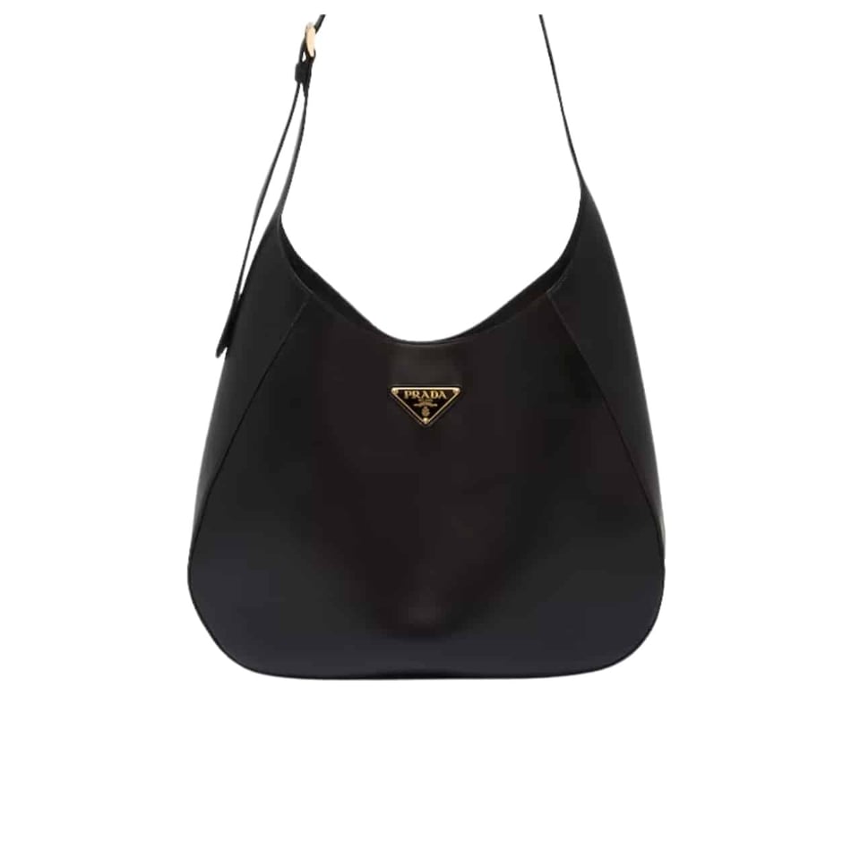 Prada Large Shoulder Bag With Topstitching Black 40Cm view 2