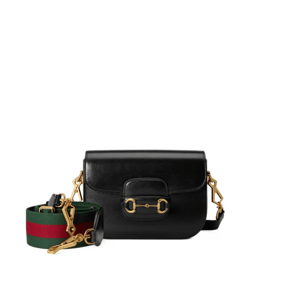 Gucci Horsebit 1955 Mini Bag in Black Leather 20.5cm/8.1in view 2