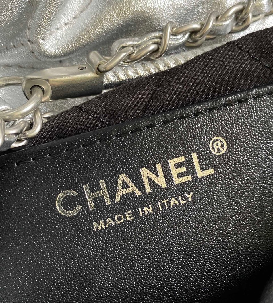 Chanel Hobo Mini 20Cm Silver Lambskin view 6