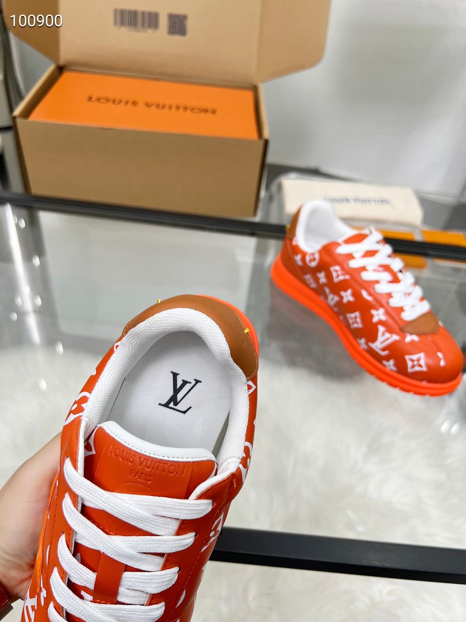Louis Vuitton LV Trainer Sneaker Orange Monogram – Leather – Women’s Shoes view 8