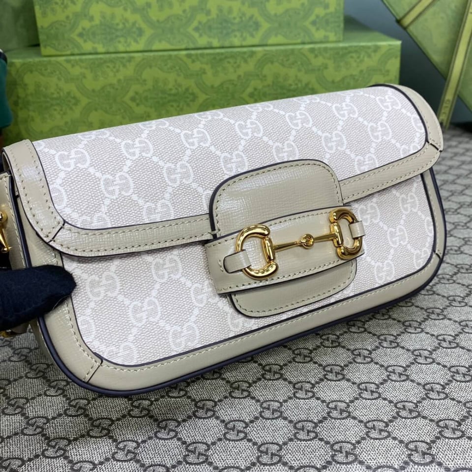 Gucci Horsebit 1955 GG Supreme Canvas Should Bag Oatmeal view 10