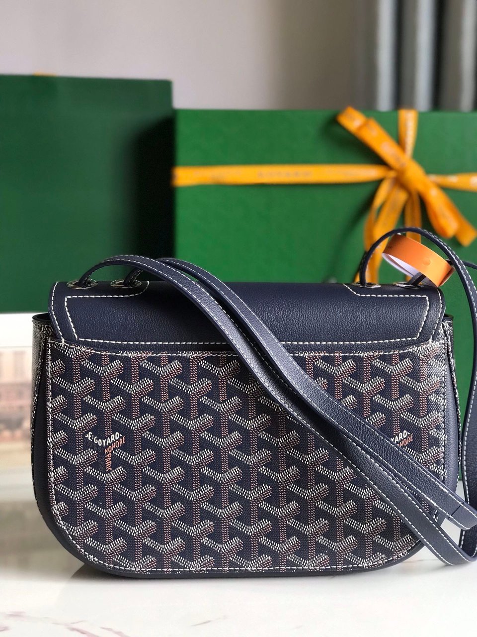 Goyard 233 Bag 25 Cm Navy Blue Calfskin And Goyardine Canvas 25cm view 7
