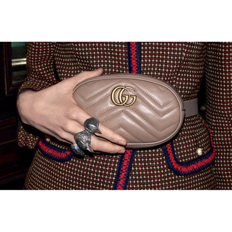 Gucci GG Marmont Matelasse Leather Belt Bag Nude Pink view 3