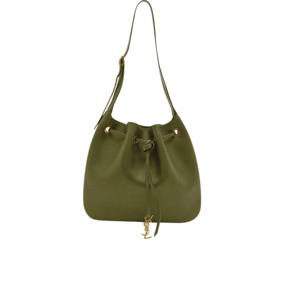 Saint Laurent Paris Vii Medium Flat Hobo Bag In Smooth Leather Army Green 28Cm view 2