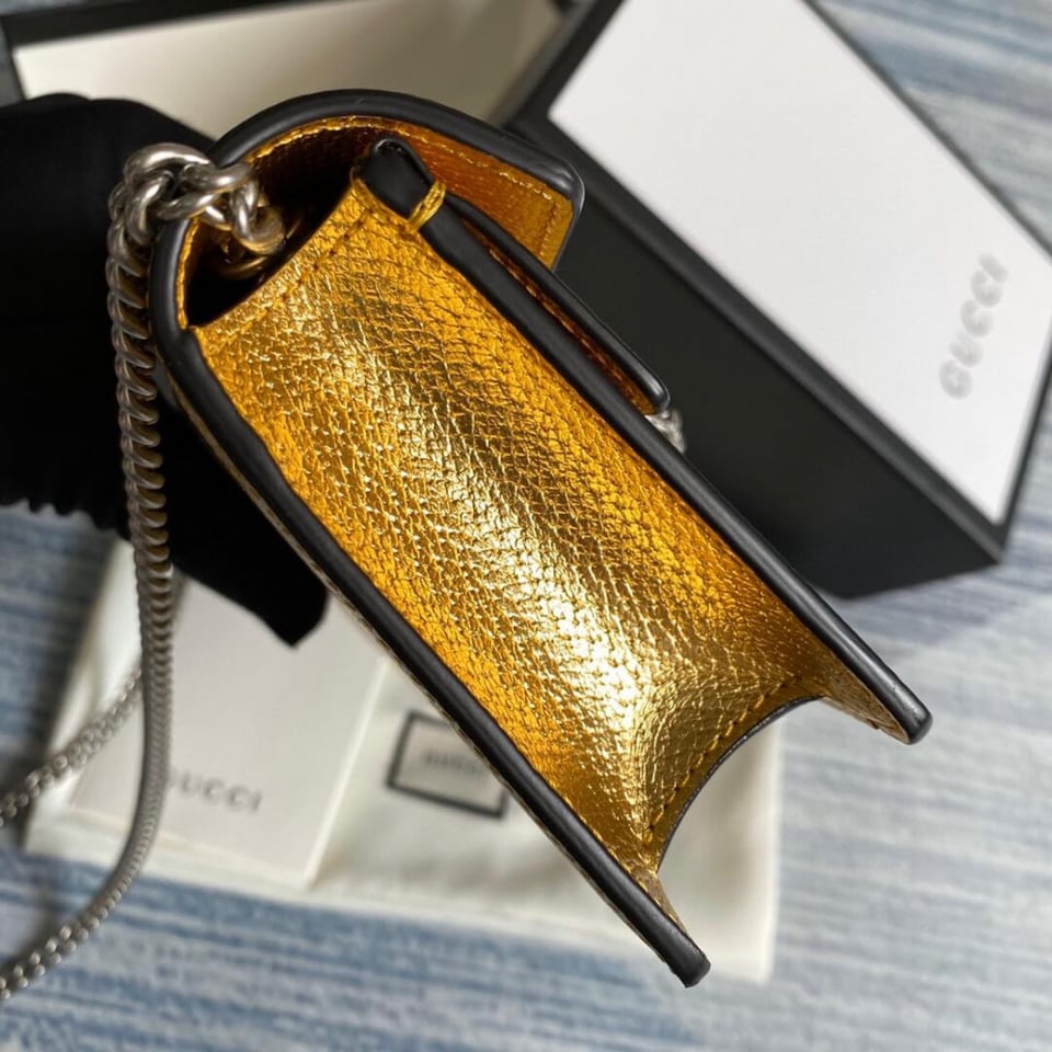 Gucci Dionysus Super Mini Bag in Gold view 4