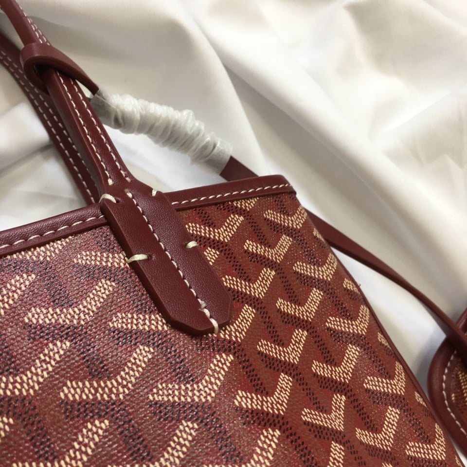 Goyard Anjou Mini Bag 20cm Burgundy Canvas view 4